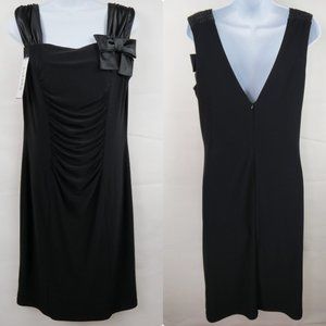 Joseph Ribkoff NWT Solid Black Drape Wide Strape Dress Flaws 39309E Women's 12